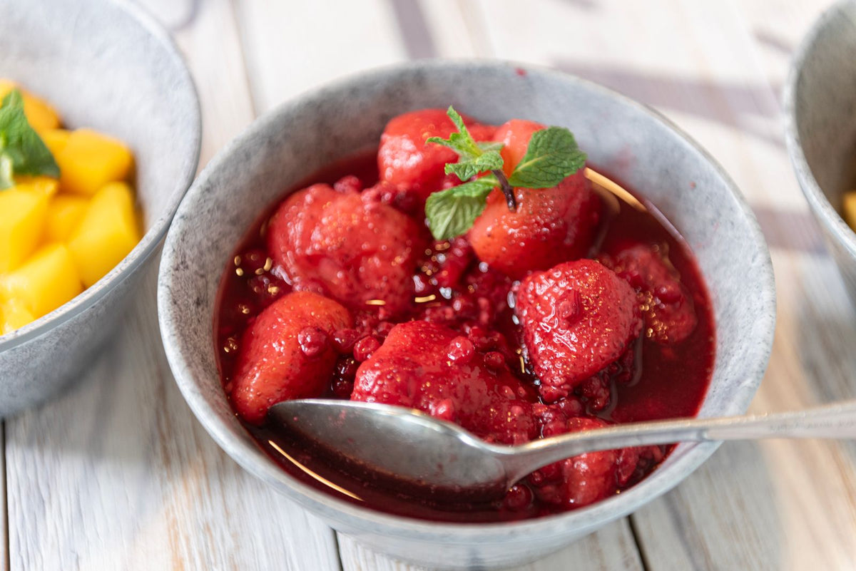 Fraises au balsamique et à la menthe