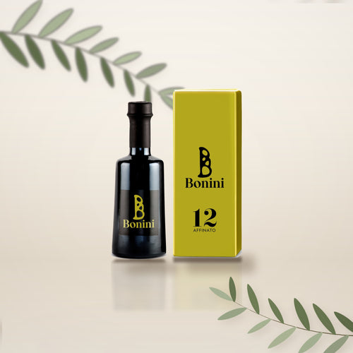 Bonini 12 Affinato 250 ml, flacon et etui, rameaux d'olivier